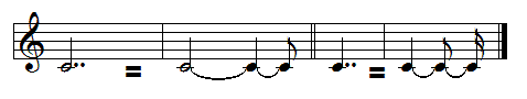 Double-dotted note and its equivalent