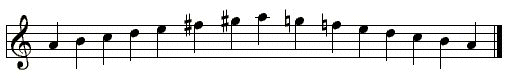 A melodic minor scale in ascending and descending